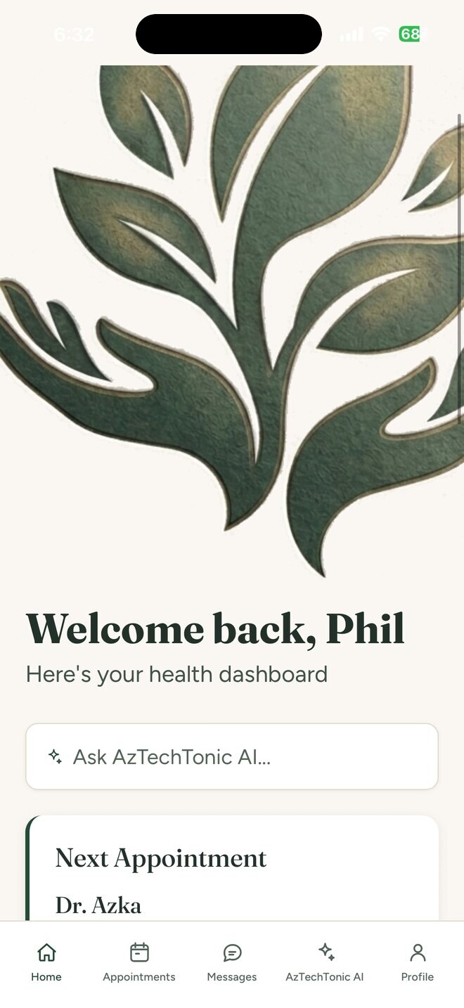 TeleTonicMD app — the home dashboard