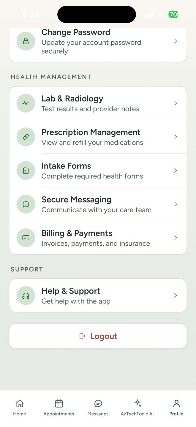TeleTonicMD app — health records